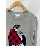 Crown & Ivy Sweater Women XS NWT Grey Red Penguin Scarf Crewneck Knit Pullover Photo 3