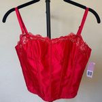 NWT SAVAGE x FENTY red lace lingerie corset boned‎ strapless bustier crop top Photo 0