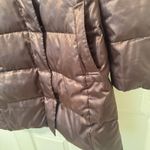 Lands' End  Puffer Coat Jacket Womens L Brown Down Fill Longline Winter Quilted Photo 2