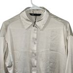 ZARA  Pearl White Satiny Button Down Shirt(Size Small) Photo 4