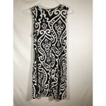 Bellamie  Black Geometric Midi A-Line Dress Wrinkle Resistant Medium Classic Prep Photo 3