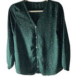 West Kei Women's Green Polka Dot Button Up Long Sleeve Blouse Top Size S Photo 0