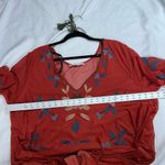 A Beautiful Soul Burnt Orange Floral Embroidered Peplum Hem V Neck Long Sleeve D Size 3X Photo 3