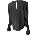 L'Agence  Gianne Black Open Bell Sleeve Silk Blouse, Sz S Photo 6