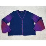 Torrid Chunky Knit Button Front V-Neck Cardigan Sweater Purple Stripe Size 0/12 Photo 1