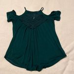 Forest green adorable szS cold shoulder lace bodice gathered front T Photo 1