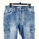 KANCAN Avery Medium Wash Straight Leg High Rise Cargo Jeans, Size 28 Blue Photo 8
