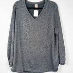 Faded Glory ‎ Women's Long Sleeve V Neck Metallic Top Sz 2XL Photo 0