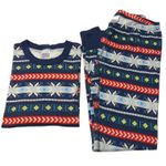 Hanna Andersson Women's Long John Pajama Set Small Fair Isle Organic Cotton EUC Photo 2