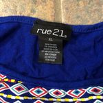Rue 21 XL Blue Tribal Cropped Tank Top Photo 3