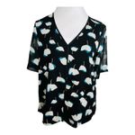 DKNY Floral Print V-Neck Elbow Sleeve L Photo 1