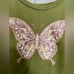 Obsessive Love Olive Green Butterfly Print Cropped Tank Top Photo 2