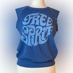 JUNK FOOD sleeveless blue “free spirit” graphic tank top Size XS Photo 0