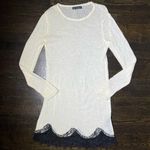 ZARA  Cream Knit Black Lace Hem Sweater Dress Photo 0