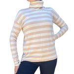 J.Crew  Women Turtle Neck Top Knit Sweater XS Stripes Beige White Pastel Cotton Photo 3