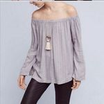Anthropologie Cloth & Stone Grey Stripe Off shoulder Top Photo 1