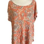 Rachel Roy Coral Pink Floral Linen Blouse Women's Top Size XL | 73-8 Photo 0