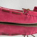 Minnetonka Womens Hot Pink Suede Leather Cally Faux Fur Lined Moccasin Loafers Photo 3