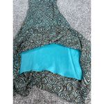 Nine West Vintage Y2K Silk Slip Dress 4 Midi Sleeveless Teal Brown Sequin Fairy Photo 6