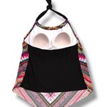 Aqua Green  Womens Tankini Swimsuit Top Geo Print Handkerchief Hem Halter Medium Photo 4