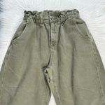 ZARA  Olive Green High Waisted Paper Bag Baggy Jeans Photo 2