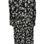 New Look ASOS Black Microfloral Daisy Midi Dress with Slit 3/4 Sleeves NWT sz 14 Photo 2