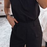 EXPRESS Black Satin one shoulder jumpsuit Photo 1