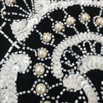 Vintage ornate beaded sequin long sleeve ball gown formal pearl dress med Black Photo 4