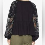 Free People embellished penny black long sleeve sheer sleeve detail top tee Photo 1