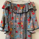 ZARA Checkered Floral Off Shoulder Mini Dress Photo 2