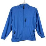 Royal Robbins  Blue Half Zip Hooded Lightweight Packable Windbreaker Jacket Sz SP Photo 0