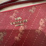 Coach Corner Zip Burgandy Wristlet Horse And Carriage Print Wallet Gold Accents Photo 6