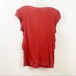 Anthropologie  Deletta Cap Sleeve Flower Appliqué Rust Top Photo 4