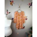 Anthropologie Orange Floral Mia Tiered Ruffled Tunic - Size - Medium Photo 1