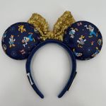 Lounge Fly  Walt Disney World 50th Anniversary Minnie Ear Headband Gold Sequin Photo 1