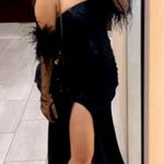 Cinderella Divine KV1091 shimmery Strapless Gown with feather Gloves - Black Photo 3