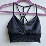 Alo Yoga  Lavish Bra Bralette Strapped Mesh Band Glossy Black Lurex Shine Size XS Photo 0