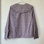 Ganni  NEW Floral Print Cotton Double-Collar Button Down Shirt Gray/Pink Sz 36 Photo 8