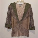 Metaphor Vintage  Kimono Fairycore Woodland Nymph Lace Green Cream Large Photo 0