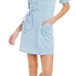 Super Natural NWT Chandler Mini Dress Gingham Blue White Milkmaid Farm Girl sz L Photo 0