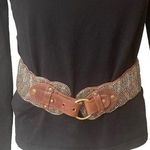 Glass Beaded Belt with leather accent buckle, Sz XS/S Photo 1