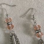 Boutique Silver Dangle Earrings With Turquoise Stone and Glass Beads Photo 2