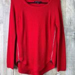 INC International Concepts Small Crewneck Long Sleeve Red Sweater w/side zippers Photo 0