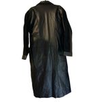 Marco Morani VTG Leather Coat Trench Womens Black SZ L Suede Trim Jacket Classic Size L Photo 8