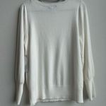 Chico's NWT Chico’s White Lightweight Knit Crochet Classic Sweater Size 0 Medium Crew Photo 7