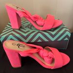 Trary Size 7 Barbie Pink Three Inch Lace Up Heels Photo 3