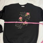 Ruffles by Angelica Vintage Crewneck Sweatshirt Pullover Sweater Rhinestone Rose Black Size M Photo 5