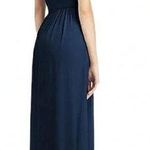 Dessy Thread Spaghetti Strap Chiffon Bridesmaid Dress Front Slit Gown Navy 12 Blue Photo 1