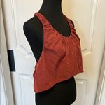 Free People FP Movement Burgundy Cropped Ruched Flowy Too Shirt NWOT Red Size L Photo 7