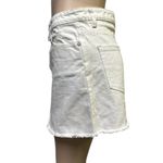 Free People We The  White Zip Up Denim Jean Raw Hem Distressed Mini Skirt Sz 29 Photo 2